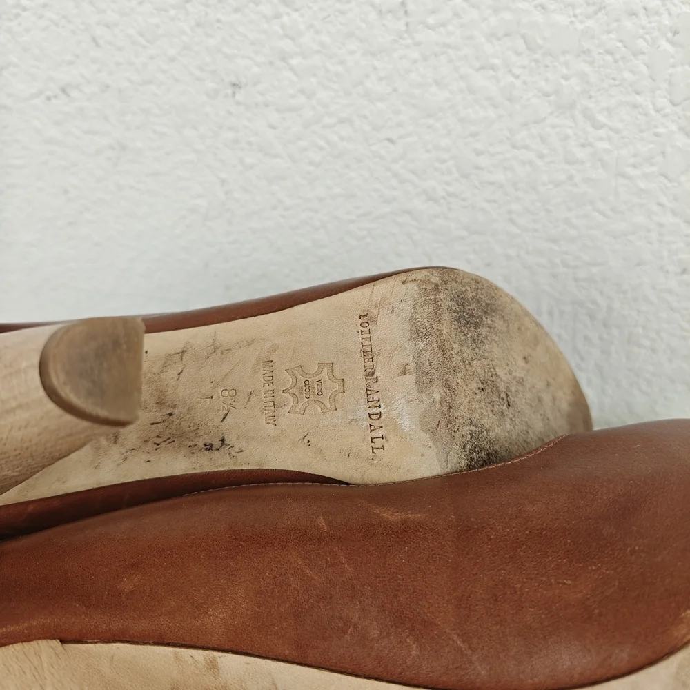 Loeffler Randall Brown Leather Block Heels – Size 8.5B, Made in Italy